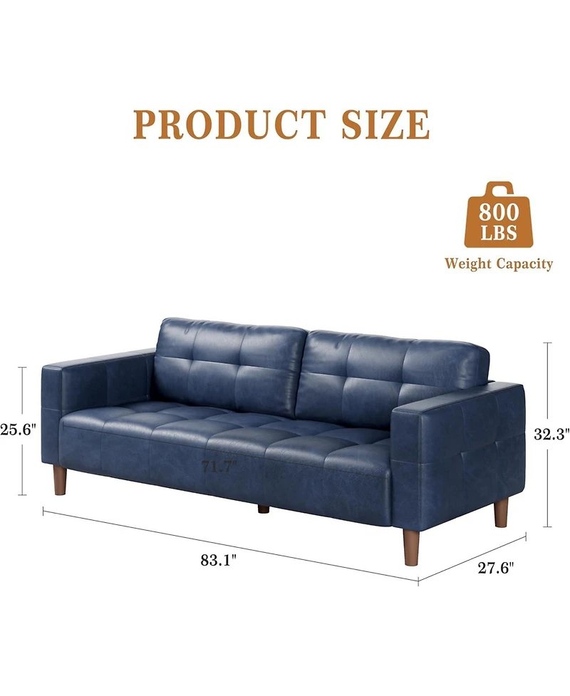 gaomon 3-Seater Sofa Couch, 83 in Wide Faux Leather Sofa Couch with Spring Cushion, Modern Sofa with Deep Seats and 2 Removable Back Cushions