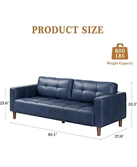 gaomon 3-Seater Sofa Couch, 83 in Wide Faux Leather Sofa Couch with Spring Cushion, Modern Sofa with Deep Seats and 2 Removable Back Cushions