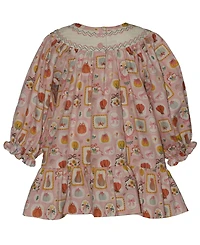 Bonnie Baby Girls' Smocked Pumpkins Long-Sleeve Dress and Diaper Cover, 2-Piece set