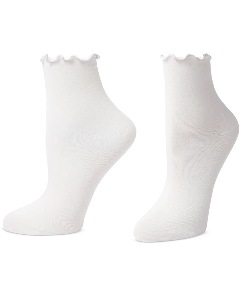 Hue Women's Ruffle Edge Ankle Sock, 3 Pack