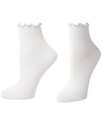 Hue Women's Ruffle Edge Ankle Sock, 3 Pack
