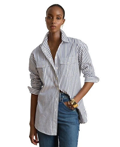 Lauren Ralph Women's Striped Collared Shirt