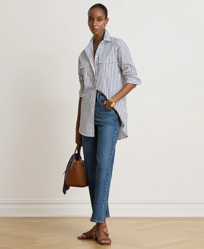 Lauren Ralph Women's Striped Collared Shirt