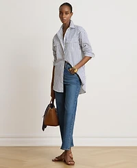 Lauren Ralph Women's Striped Collared Shirt