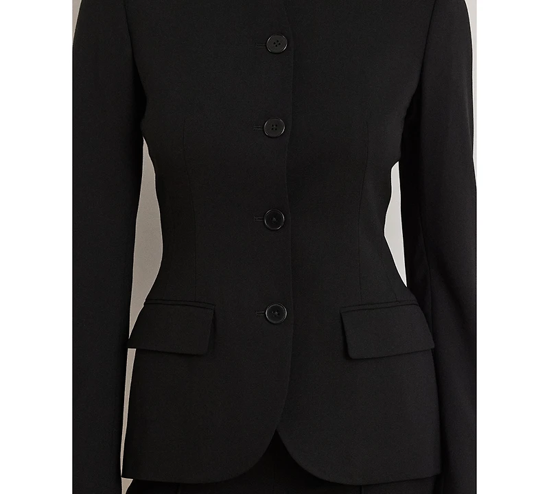 Lauren Ralph Women's Stretch Lightweight Curved Stand Collar Blazer