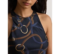 Lauren Ralph Women's Belting Print Sleeveless Crewneck Dress