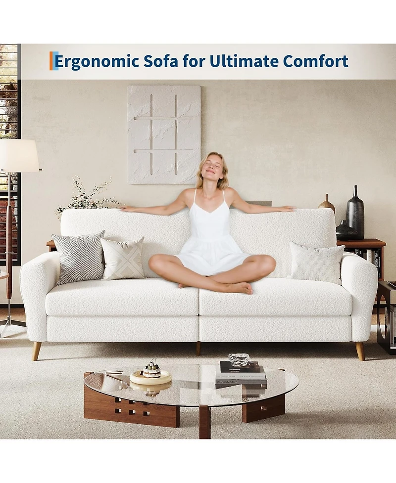gaomon 84" Sofa, 3 Seater Couch for Living Room, Modern Loveseat, Boucle Sofa with Deep Seats and Wide Armrests, Wood Legs, Easy Assembly
