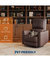 gaomon Manual 360degrees Swivel Rocker Recliner Chair Pu Leather Single Sofa for Living Room, Bedroom or Nursery High Back, Deep Seat, Padded Armrests