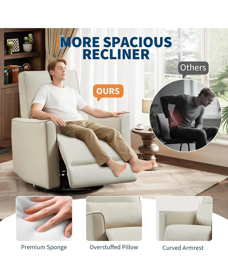 gaomon 360° Swivel Glider Recliner Chair