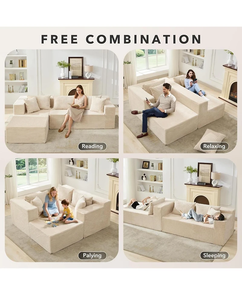 gaomon Cloud Sectional Couch with l-Shape Chaise, Modern Modular Sofa with Deep Seat, Upholstered Couches for Living Room, No Assembly Required
