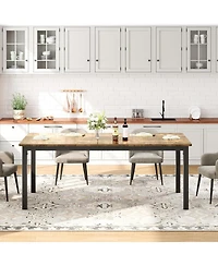 gaomon 70.8" Industrial Dining Table for 6-8 with Metal Legs and Load Bars