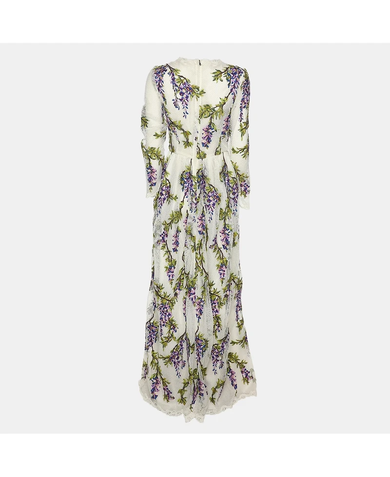 Pre-Owned Dolce & Gabbana Women's Pre-Owned Dolce and Gabbana Multicolor Floral Embroidered Mesh Wisteria Maxi Dress