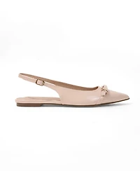 Berness Women's Chantal Pointed Toe Slingback Flats with Elongated Buckle