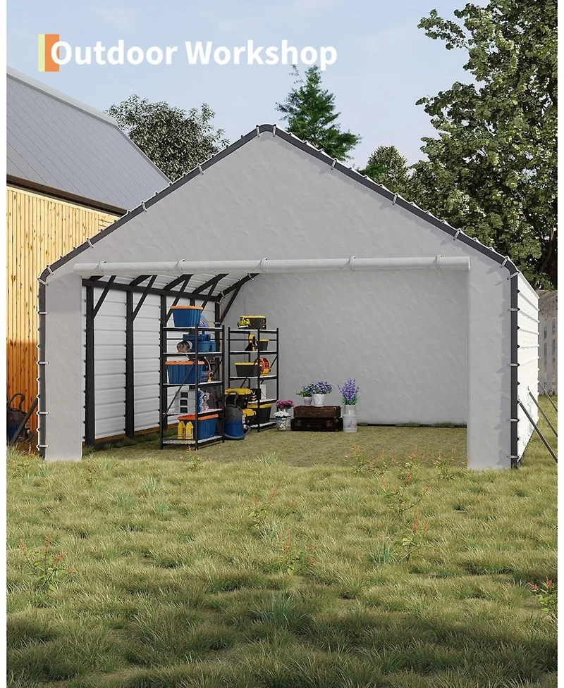 gaomon Door Panels with Zippers Tarp for Metal Carport, 2 Pcs Door Panel with 40 Ball Bungees