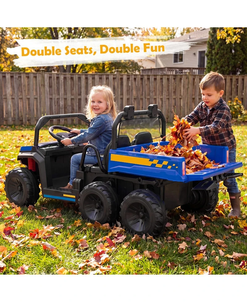 Slickblue 2-Seater Remote Control Electric Dump Bed Ride-On Truck, 58", 110 lb. Capacity, Ages 3+
