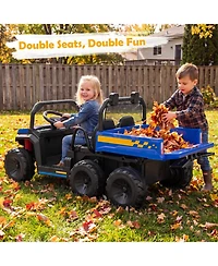 Slickblue 2-Seater Remote Control Electric Dump Bed Ride-On Truck, 58", 110 lb. Capacity, Ages 3+