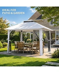 gaomon 10x10 Feet Outdoor Gazebo with Mesh Netting - Metal Frame Patio Canopy, Open Shelter for Garden, Backyard and Patio, 100 Sq Ft