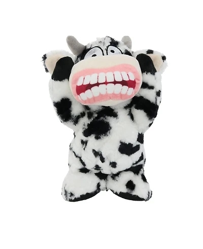 Mighty Angry Animals Cow, Durable Plush Squeaky Dog Toy