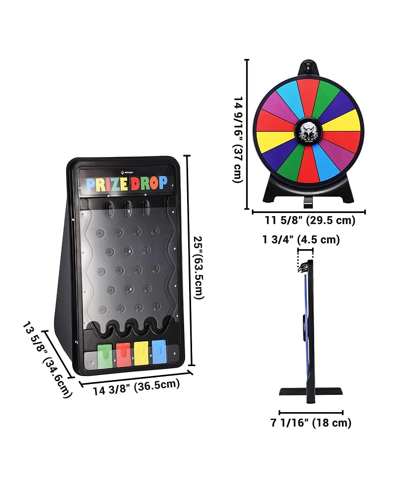 WinSpin Mini Tabletop Prize Drop Board and 12" Prize Wheel Kit Fortune Game Eagle