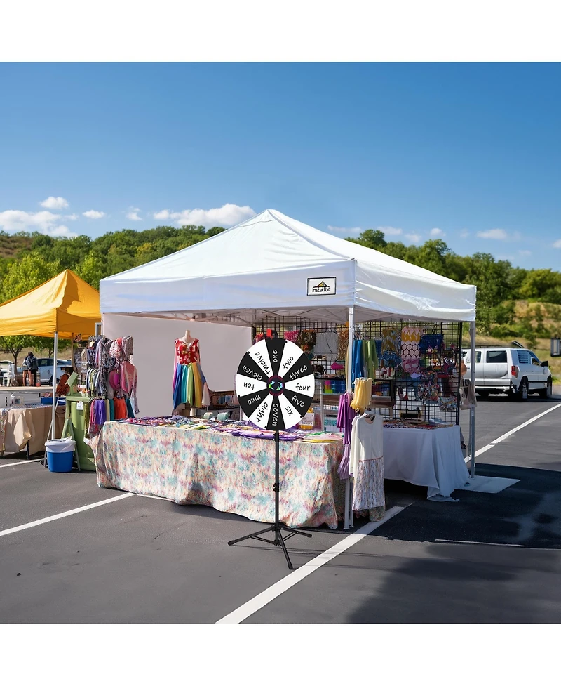 WinSpin Modular Prize Wheel and 10x10ft Pop Up Canopy 4 Sidewalls 12 Backup Panels