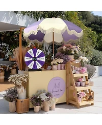 WinSpin 24" Modular Prize Wheel Tabletop with Palm Springs Purple Patio Umbrella for Outdoor Pop-up Shop Craft Booth