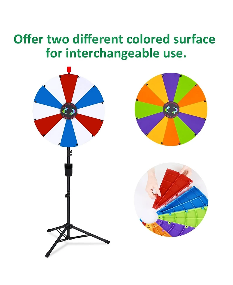 WinSpin 24" Display Prize Wheel Diy Floor Stand 12 Slot Modular Custom Spinning Wheel Pop Up Trade Show