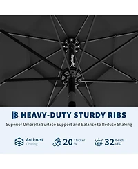 gaomon 3-Tier Solar Patio Umbrella, Vented Canopy, Easy Crank and Tilt, 8 Reinforced Ribs - Outdoor Market Parasol for Garden, Deck - 10feet