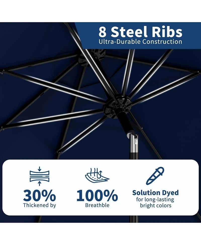 gaomon Patio Umbrella with Crank Lift and Push Button Tilt – 8 Sturdy Ribs, Uv Protection – Outdoor Market Table Parasol for Garden, Deck, Yard, Pool
