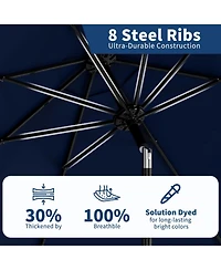 gaomon Patio Umbrella with Crank Lift and Push Button Tilt – 8 Sturdy Ribs, Uv Protection – Outdoor Market Table Parasol for Garden, Deck, Yard, Pool