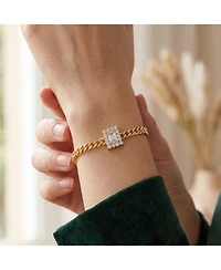 14k Gold Plated with Clear Cubic Zirconia Station Bracelet