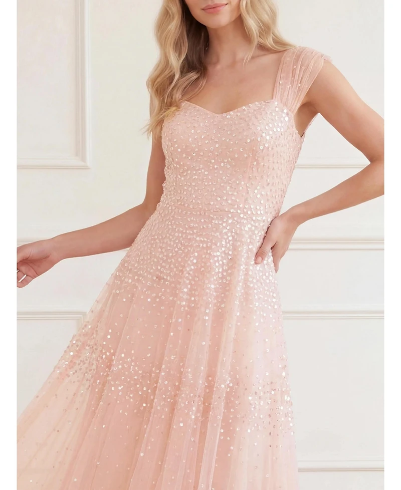 Needle & Thread Women's Sunrise Sequin Sweetheart Ankle Gown
