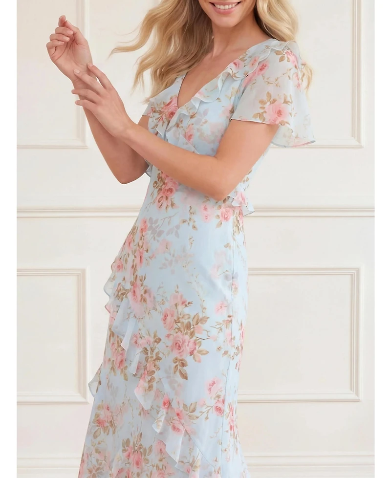Needle & Thread Women's Summer s Rose Georgette V-neck Gown