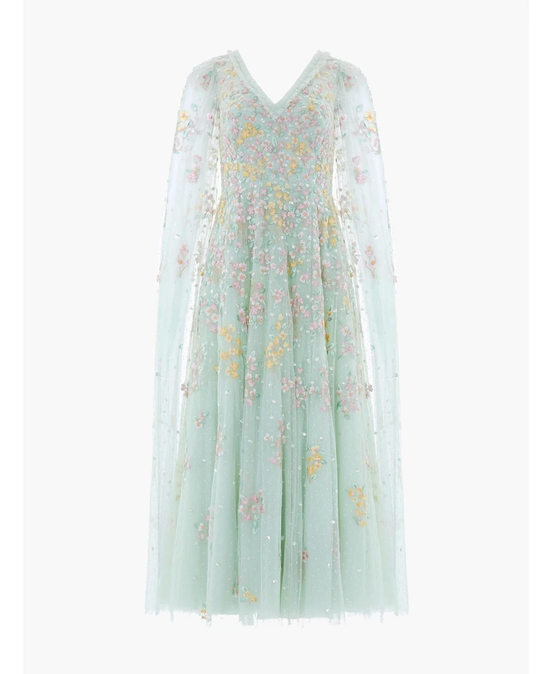 Needle & Thread Women's Versailles Ditsy V-Neck Cape Maxi Gown
