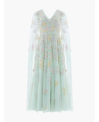 Needle & Thread Women's Versailles Ditsy V-Neck Cape Maxi Gown