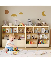 gaomon 2 Set of Toy Storage Organizer with Movable Drawers, Bookshelf with Hidden Wheels and 5 Open Cubbies, Multifunctional Floor Storage