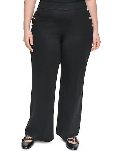 Karl Lagerfeld Paris Plus Compression Sailor Mid-Rise Straight Pants