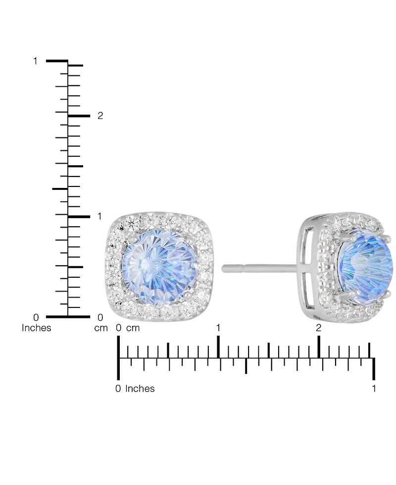 Macy's Sterling Silver Starlight Cubic Zirconia Cushion Halo Stud Earrings