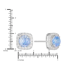 Macy's Sterling Silver Starlight Cubic Zirconia Cushion Halo Stud Earrings