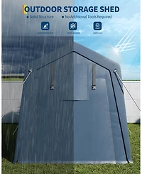 homfan 6x6 ft Motorcycle Shelter, Galvanized Steel Frame, Weather and Uv Resistant, Tool-Free Assembly Outdoor Bike Tent
