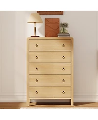 homfan 5-Drawer Storage Dresser Round Corner Vertical Cabinet for Bedroom or Entryway