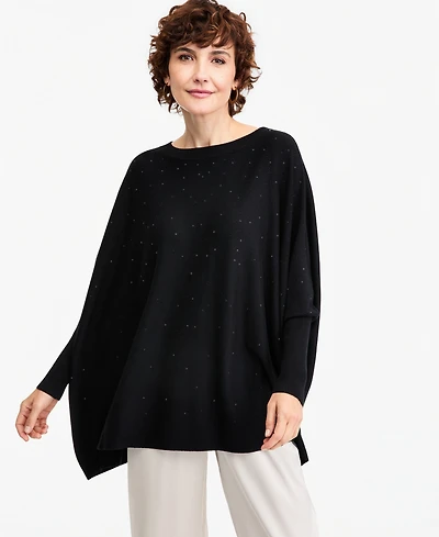 Jm Collection Women's Rhinestone Boat-Neck Poncho Sweater, Macy's Exclusive