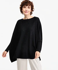 Jm Collection Women's Rhinestone Boat-Neck Poncho Sweater, Macy's Exclusive