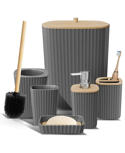 6 Piece Complete Bathroom Decor and Accessory Set