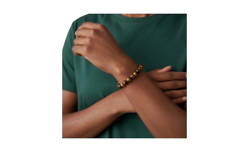 Kendi Amani Jasiri Tiger Eye Beaded Bracelet – Timeless Stretch Bracelet for Layered or Solo Wear