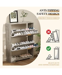 gaomon Entryway Shoe Storage Cabinet with double Flip Drawers, Wooden Organizer Adjustable Shelf, Slim Freestanding Rack