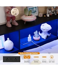 gaomon Corner Bed Frame with Charging Station and Led Lights, Storage Drawers Bookcase Headboard, Modern Daybed for Kids, Teens, Guests
