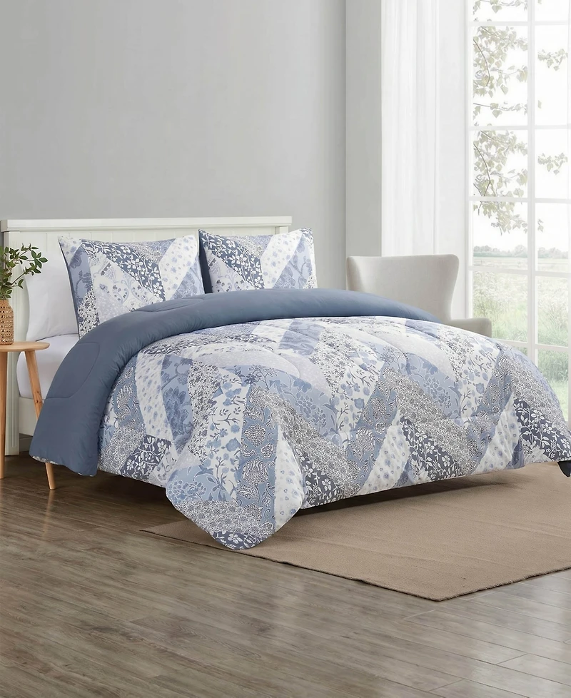Bryony Floral Soft Patchwork Design 3-Piece Comforter Set