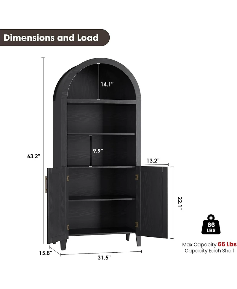 gaomon 5-Tier Open Display Shelf with Nice Texture, Farmhouse Storage Cabinet for Kitchen