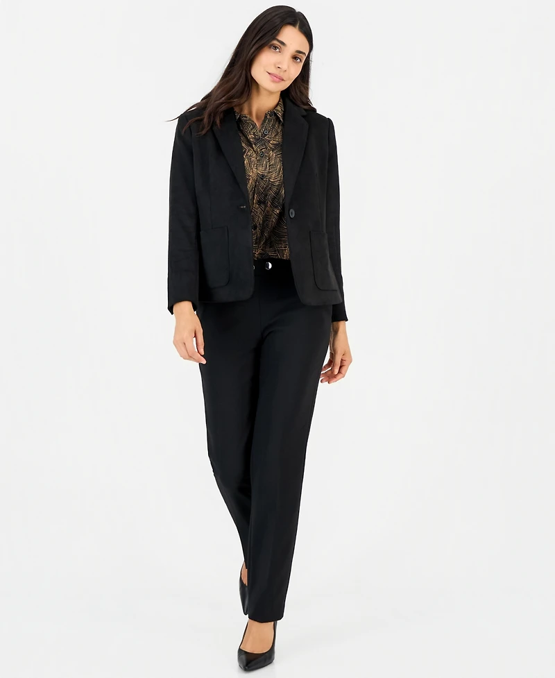 Anne Klein Essentials Women's Petite Button-Down Collared Blouse