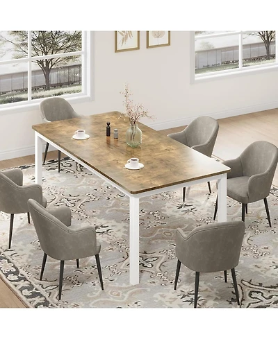 gaomon Industrial Dining Table for 4-6, Large Rectangular Kitchen with Rounded Corners